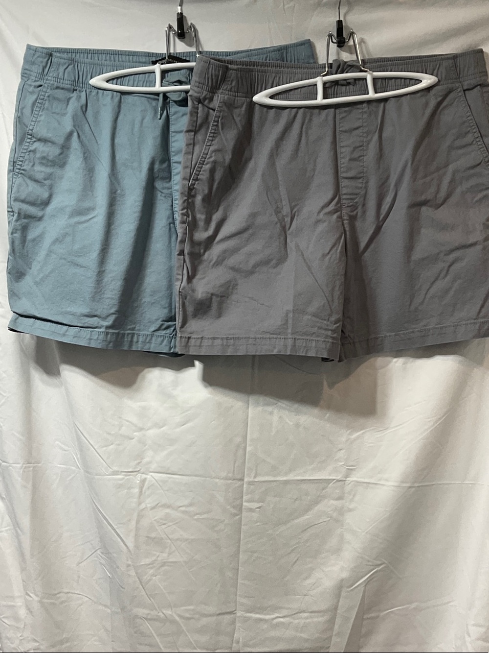 Two Pairs Denver Hayes Men's Elastic Waist Flat Front Shorts - Light Blue & Gray
